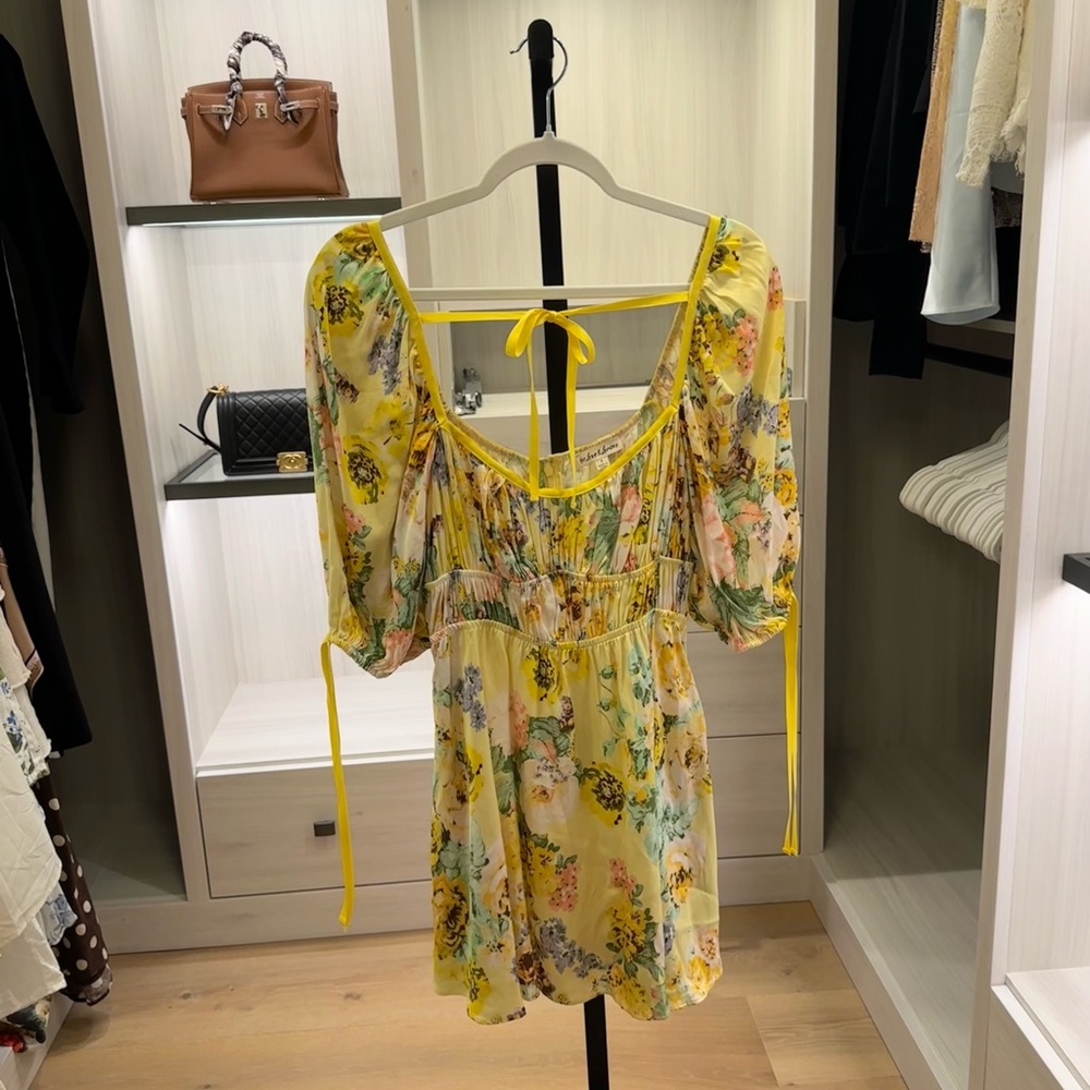 For Love And Lemons Yellow Floral Mini Dress - Picture 4 of 6